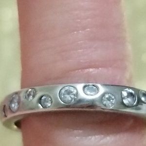 Sterling silver band with clear stones sz 8